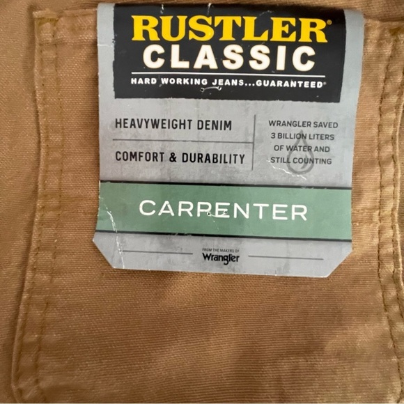NWT 🆕🐴MEN'S Rustler Classic carpenter by Wrangler. 36 x 30 brown - Picture 4 of 8